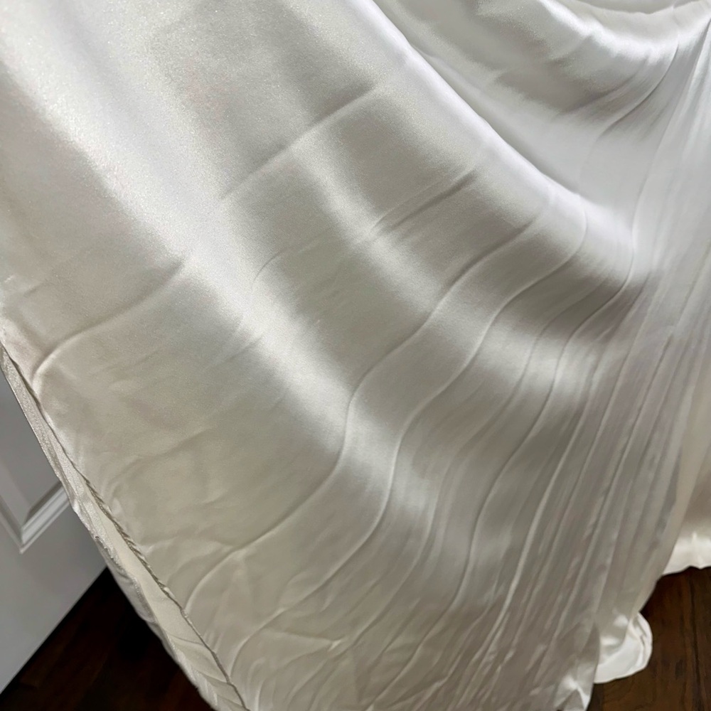 Sherri Hill Elegant White Pageant Gown w/ Large Blue & Clear Rhinestones - Picture 10 of 17